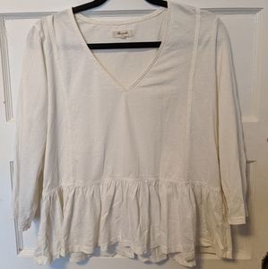 Madewell White Peplum Blouse Size M ✨